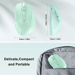 TECKNET Wireless Mouse, 2.4G Ergonomic Computer Mouse, 2600 DPI, Green