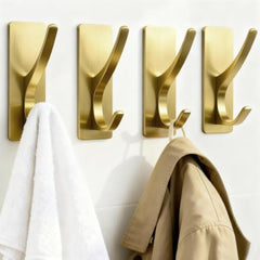 iSTAR Self Adhesive Wall Hook Heavy Duty Metal Stick-On Door Hanger Hook for Hanging Towel, Purse, Robe, Backpack, Jacket, Clothes, Bags - Wall Hooks Set for Bathroom & Kitchen (Pack of 4) (Rose Gold)