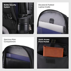 HARISSONS RHINO Laptop Backpack | 30L | Fits 15.6” Laptop | 420D PU-Coated Polyester & Vegan Leather | Office, Commute & Travel | Laptop Protection, Trolley Sleeve, Organizer (Grey)