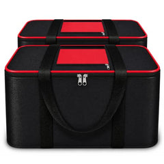 DALUCI Underbed Storage Bags for Clothes Pack of 4 Large Moisture Proof Organizer with Zipper Non Woven Foldable Storage Bag for Blanket Saree Wardrobe 54 x 46 x 26 cm (Black & Red - Large, 4 Pack)
