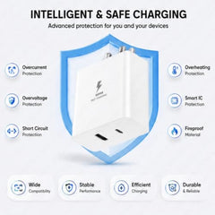 100W SuperVooc Charger with 2 Port USB PD, Two Data Cable One UBS Type A to Type C and Second is C to C
