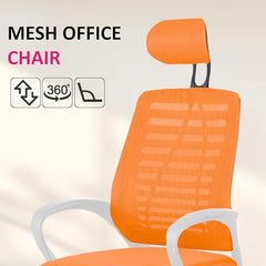 Casa Copenhagen Mesh Mid Back Office/Study/Computer/Revolving/Desk Chair for Work from Home -Metal Base, Height Adjustable Seat - Grey Milange & Black Handle