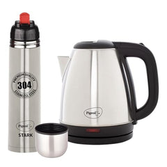 Pigeon 1.5 litre Hot Kettle and Stainless Steel Water Bottle Combo used for boiling Water, Making Tea and Coffee, Instant Noodles, Soup with Auto Shut- off Feature, 1300 W