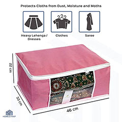Homestrap set of 6 Foldable Saree Covers/Clothes Storage Bag/Wardrobe Organizer With Transparent Window And Zip For Lehenga, Suit, Dress,& Accessories (Grey)(Featured on Shark Tank), Polypropylene