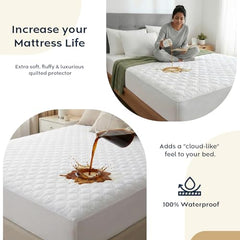 Ayka 100% Waterproof King Size 78x72 inch Cotton Quilted Mattress Protector Breathable Hypoallergenic Noiseless Ultra Soft Elastic Fitted Bed Protector Mattress/Bed Cover (Grey, King (78 * 72”))