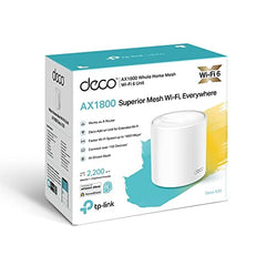TP-Link Deco X20(1-Pack) AX1800 Whole Home Mesh Wi-Fi System, Next-Gen Wi-Fi 6, ODFMA, MU-MIMO, HomeCare Build-in Antivirus, Parental Control, Compatible with Alexa (Covers Up to 2200 sq ft)