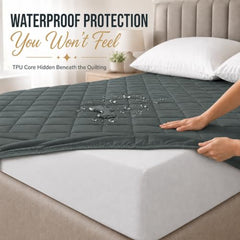 Cloth Fusion Cotton Waterproof Mattress Protector, King 78x72 in | Navy Blue,100% Cotton Top, 150 GSM Polyfill, Leakproof TPU, Hypoallergenic, Elastic Fit, Quilted Bed Cover Protector