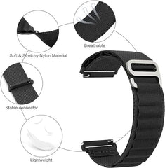 AMiRiTE G/Hook & Loop Bands / Straps - 22MM Nylon Alpine - Compatible with Noise, Huawei, Honor & OnePlus Smart Watches (GREEN, BLACK, BLUE, COMBO OF 4)