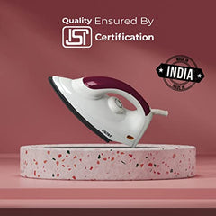 Baltra Casual 750 Watts Dry Iron | Non Stick Coated Soleplate | Light Weight | Adjustable Temperature Control | Cotton Braided Swivel Cord | Press Iron for Clothes | 2 Years Warranty