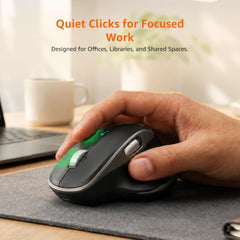 Amazon Basics Ergonomic Wireless Mouse, Bluetooth + 2.4 GHz, Silent Clicks, Side Scroll Wheel, 5 Adjustable DPI Settings up to 4800, Connects up to 3 Devices, Rechargeable, For PC, Mac, Laptop (Black)