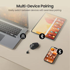 Portronics Toad Mino Rechargeable Bluetooth Mouse with Small Compact Size, Dual Wireless (Bluetooth + 2.4 GHz), Multi-Device Pair, Adjustable Sensitivity, for Laptop, PC, Tablet, Smartphone (Black)