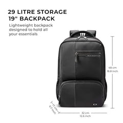 Gear Vintage 4 19"/29L anti theft faux leather Medium Water Resistant Laptop Backpack/Casual Backpack/Daypack/Travel Backpack/College Bag For Men/Women(Pitch Black-Black)