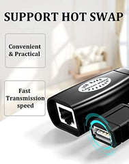 USB Extender Over RJ45 Cat 6/6e/5/5e Adapter, RJ45 Ethernet Splitter to USB Extension UP to 50m/164ft, Compatible with Computers, Mobile Phones, Mice, Keyboards, U Disks, Printers, Cameras