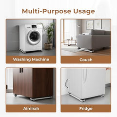 Home Essential Universal Heavy-Duty Steel Adjustable Movable Stand for Washing Machine & Fridge, Fridge Roller Stand, Adjustable Appliance Stand, 12 Kg Front Load Washing Machine Stand