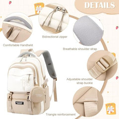 TS WITH TECHSUN College Laptop Backpack for Women & Teens with Zipper Pouch | School Bag for Girls 13-14 Years | 18 Inch Book Backpack | Travel School Bag, Tuition, Coaching (CAPYBARA - BROWN)