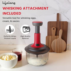 Lifelong Push Chopper 650ml | Compact and Efficient Vegetable, Onion, and Garlic Chopper, Essential Manual Kitchen Cutter for Quick and Easy Food Preparation, Ideal for Small Kitchens and Meal Prep
