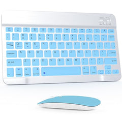 GOGARA Bluetooth Keyboard and Mouse Combo, Qwert Layout, Light Blue Universal Ultra-Slim, Wireless, Android Windows iPad iPhone Samsung Tablet, Portable Compact