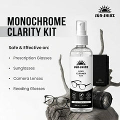 SUN-SHINZ Lens Cleaner Kit – 100ml Streak-Free Spray + Microfiber Cloth | Smudge-Free & Anti-Static Formula | Safe for Eyeglasses, Sunglasses, Camera Lenses & Phone Screens