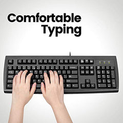 Perixx PERIBOARD-107 PS/2 Wired Keyboard – Full-Size US Layout with Curved Keys – Durable Plug & Play Classic Keyboard for Legacy PC Systems – Black, 104 Keys