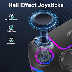 Ant Esports GP400 RGB 3-Mode Wireless Gaming Controller,1000Hz HallSense Precision Joysticks|PC,PS4,Android, iOS, Steam Deck & Switch |Bluetooth & 2.4GHz Wireless| Dual Vibration |Motion Control|White