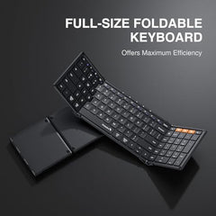 ProtoArc Foldable Bluetooth Keyboard, XK01 Full Size Folding Wireless Keyboard with Number Pad, Portable Travel Keyboard for Windows iOS Android Tablets, Laptops, iPad