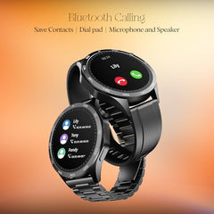boAt Enigma Radiant Luxury Watch for Man w/1.43"(3.63 cm) AMOLED Display, AOD, Premium Metal Build, Round Dial, 200+Watch Faces, Upto 7 Days Battery Life, Fitness smartwatch for Men (Metal Black)