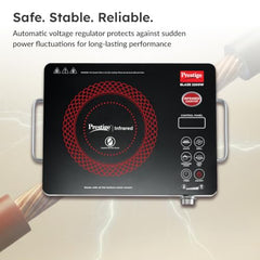 Prestige Blaze 2200 Watts Infrared Cooktop | Preset Indian Menu Options & Timer | Compatible With Any Metal Cookware With Flat Bottom | Easy to clean | Portable | Black | 1Y Warranty | BIS