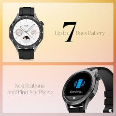boAt Enigma Radiant Luxury Watch for Man w/1.43"(3.63 cm) AMOLED Display, AOD, Premium Metal Build, Round Dial, 200+Watch Faces, Upto 7 Days Battery Life, Fitness smartwatch for Men (Metal Black)