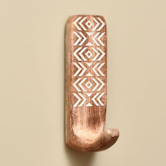 IndianShelf 6 Decorative Wood Adhesive Wall Hooks No Drill - Fork Art | Handmade, Renter Friendly, Waterproof, Reusable, Peel and Sticky Hooks for Keys, Towel, Bags, Light Coat, Jewelry, 10Lb Load