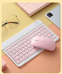 SHARE SUNSHINE Bluetooth Wireless Keyboard and Mouse Combo, Pink Ultra-Slim, Ergonomic, Rechargeable, Compatible with Apple iPad iPhone Samsung Tablet Android PC Mac