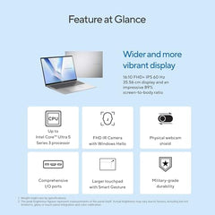 ASUS Vivobook 16 (2026),Smartchoice,Intel Core Ultra 5 325 (Series 3),16GB RAM,512GB SSD,FHD+, 16"(40 cm),Win 11 Home,M365 Basic(1 Year),Office 2024,Cool Silver,1.88 kg, X1607AA-MB038WS, Copilot+ PC