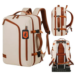 KARRIER 50L CrossZip Laptop Backpack for Men & Women, Spacious Padded Laptop Bag with Multiple Compartments for Office, College, Work & Travel, Cream**