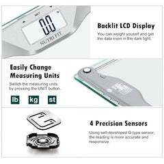 BMI Smart Digital Weighing Scale for Body Weight, Rechargeable Bathroom Scale With Body Fat Measurement - Gripit Advanced Smart Scale (Grayish Green)