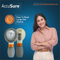 AccuSure XP-01 Palm-Style Aneroid Sphygmomanometer BP Monitor | Single-Hand Operation | Bladderless Cuff | Portable Manual Blood Pressure Monitor with Pressure Release Button