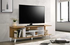 DeckUp Melia Engineered Wood TV Unit (Wotan Oak & White, Matte Finish)