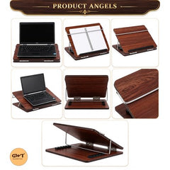 Premium Foldable Laptop Table with Adjustable Angle for Home, Study & Office Use (White, 15x21, Wooden)