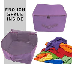 Storite 2 Pack Nylon Wardrobe Bag Underbed Cloth Storage Organizer | Moisture Proof Storage Bag, Storage box for Clothes Saree Bags, Zippered Closure & Handle - Magenta,37x34x23 cm