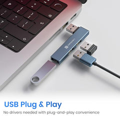Portronics Mport Mino A USB 3.0 Hub Dock (3-in-1) with USB 3.0 SuperSpeed, Compact L-Shape Design, 2-Port USB 2.0 High-Speed, USB Plug, Metal Alloy Body, for Laptop, PC, Mac (Grey)