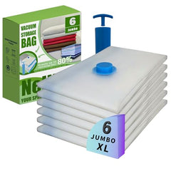 25 Pack Vacuum Storage Bags, Compression Space Saver Bags for Comforters, Blankets and Clothes, Durable Seal, Puncture Resistant, Safe Poly Material, Preserves and Protects, Hand Pump Included