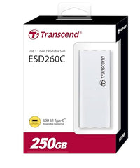 Transcend 500GB External SSD USB 3.1 Gen 2, Type-C, ESD260C Portable External Solid-State Drive, Silver - TS500GESD260C