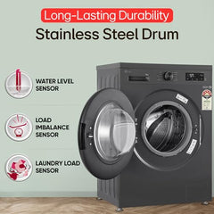 LG 9 Kg, 5 Star, AI Direct Drive Technology, Wi-Fi, Steam+ with Wrinkle Care, Fully Automatic Front-Loading Washing Machine (FHP1209Z7P, Intelligent & Convenient Fabric Care, Allergy Care, Platinum)
