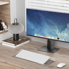 Beego Ergonomic Computer Keyboard Stand Holder Clear Acrylic Keyboard Riser Tilted Keyboard Holder Keyboard Tray with Lightpink Non-Slip Strip for Easy Typing at Home School Office Desk Accessories
