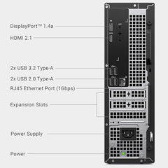 Dell Tower Desktop ECT1250 - Intel Core Ultra 7-265 Processor, Intel UHD Graphics, 16GB DDR5 5600MT/s Memory, 1TB M.2 SSD, 3.0 SD Card Reader, Wired Keyboard and Mouse, Basic Onsite Service