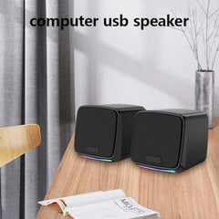OTOOBEST Sound with Multicolor LED Lights | USB Powered PC Speakers with AUX & Volume Control for Laptop, Desktop, and Monitor | Mz11 | Black (Pack of 1)