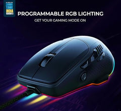 Kreo Hawk Gaming Mouse with Programmable Buttons & RGB Lighting | Top Pixart Sensor | Adjustable DPI with 1.5m Long Braided Cable and Optical Sensor | Lightweight & Durable (Hawk- Black)
