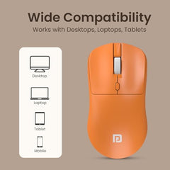 Portronics Toad 33 Wireless Mouse with 2.4 GHz USB Nano Receiver, Adjustable Dpi Sensitivity, Ergonomic Design, Precision Optical Tracking, Plug & Play, Best for Laptops, Desktops PCs, Mac(Orange)
