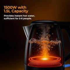 KENT Bliss Electric Kettle | 1500W Power & 1.5L Capacity | Cool Touch Exterior Body & SS 304 Inner Body | 5 Minutes Fast Boiling | Overheat & Dry Boiling Protection | LED Light Switch | Auto Shut-OFF