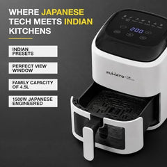 The Better Home Fumato 4.5L Digital Air Fryer, 1500W | Made for Indian Cooking | 7 Smart Presets | 360° Rapid Hot Air | Touchscreen | Viewing Window with Light | Recipe Book | 1-Year Warranty