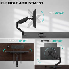 STAR WORK Single Monitor Desk Mount for 13–34” Inch Screens, Heavy Duty Adjustable VESA Monitor Arm with C-Clamp & Grommet Base | Full Motion Tilt & Swivel Rotation (Purple Arm Stand)