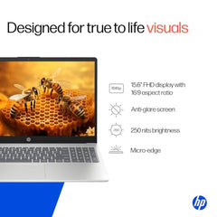 HP 15, AMD Ryzen 3 7320U (8GB LPDDR4, 512GB SSD) FHD, Micro-Edge, 15.6"/39.6cm, Win 11, M365 Basic(1yr), Office24, Silver, 1.59kg, fc0499AU, AMD Radeon Graphics, 1080p FHD Camera Laptop
